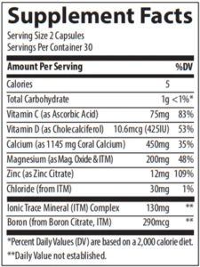 coral calcium trace supp facts