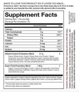 organifi supplement facts