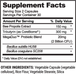 propolis complete gut health supp facts