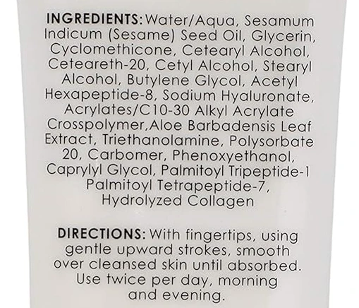 Supplement facts label for Bellaplex showing Matrixyl 3000, Collagen, Hyaluronic Acid, and Argireline percentages.