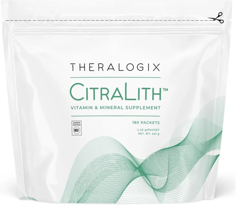 Box of CitraLith urinary tract and kidney health support mineral packets for healthy urine chemistry.