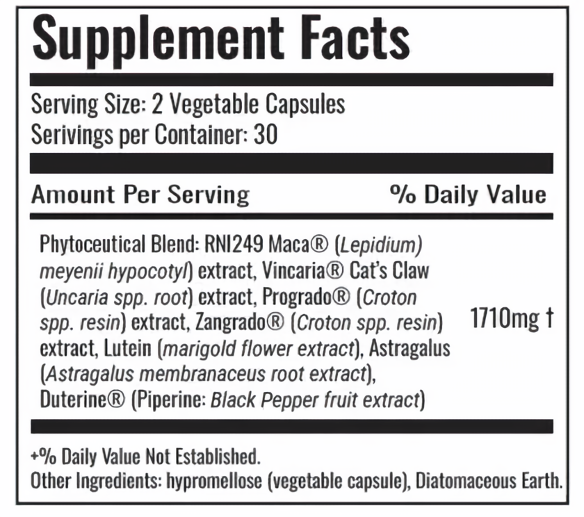 Phytozon supplement facts label