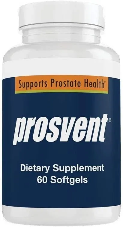 Bottle of Prosvent dietary supplement softgels for prostate health support.